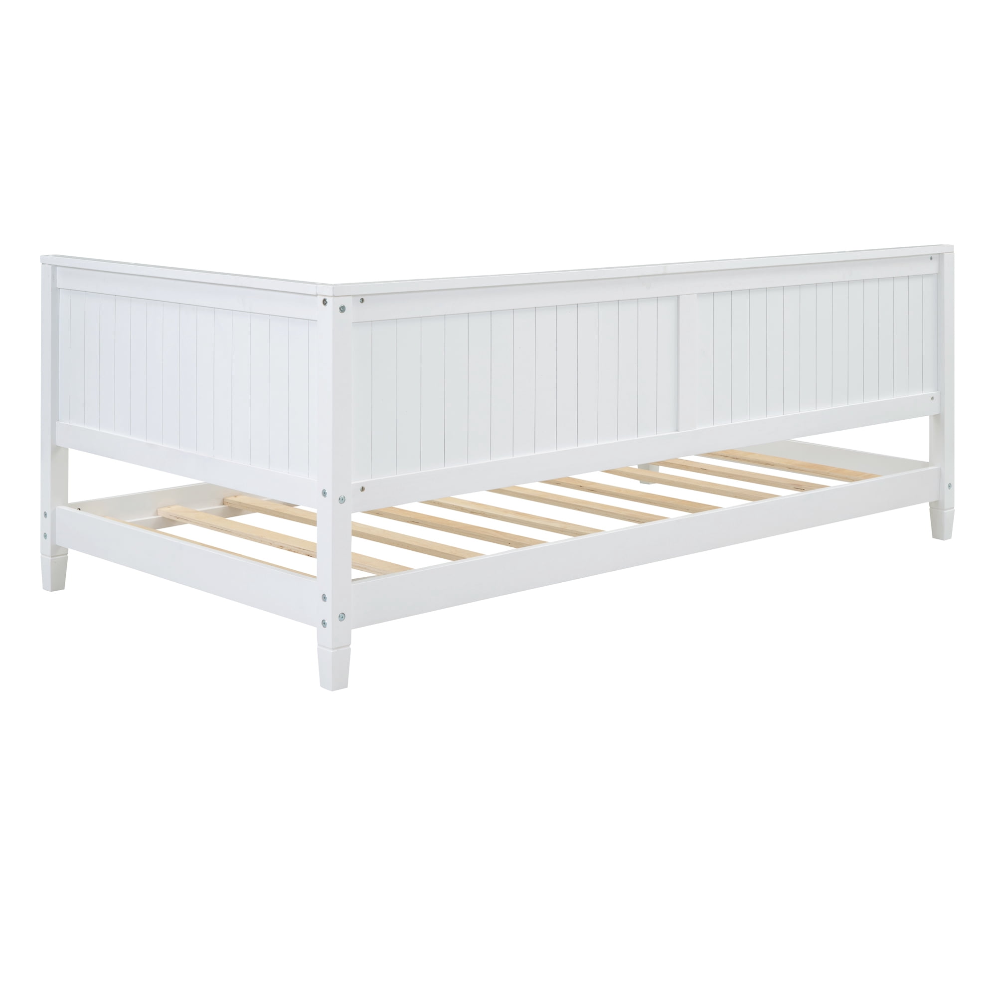 Leumius Modern Plywood Solid Wood MDF Breathable Twin Size Wood Daybed with Headboard White