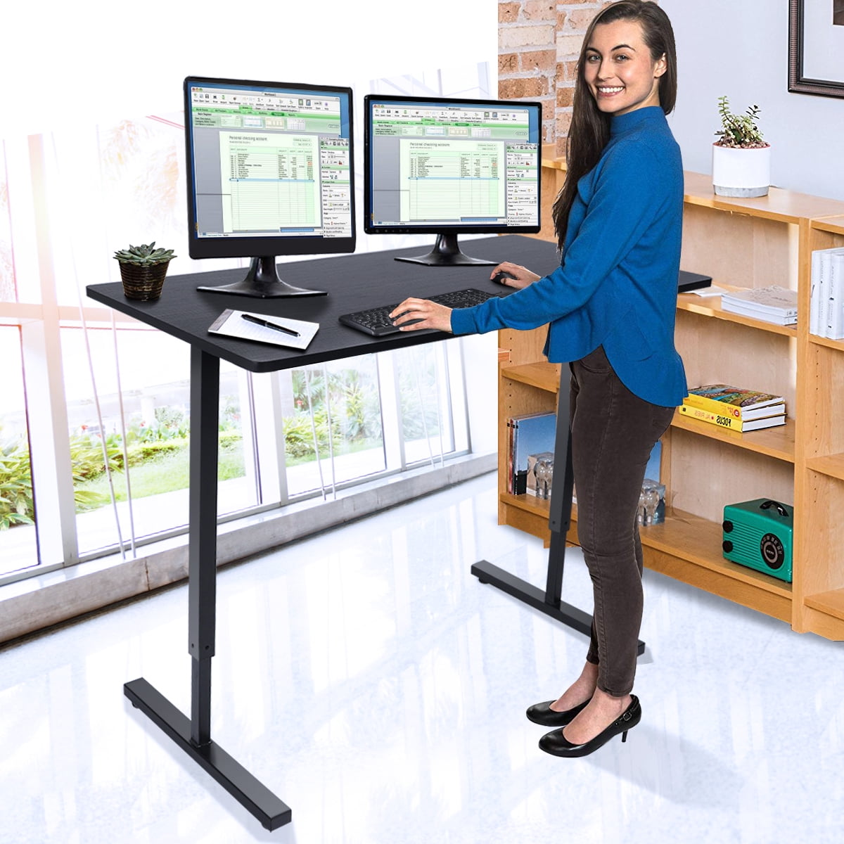 ESTINK Adjustable Computer Desk Heavy Duty Standing Desk Electric Dual ...
