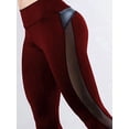 thumbnail image 4 of Women'S Mesh High Waist Yoga Leggings with Pockets, Tummy Control, 4-Way Stretch Wine Red M, 4 of 8