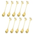 thumbnail image 1 of Unique Bargains 10Pack 4.8' Stainless Steel Leaf Coffee Spoon Tableware Dessert Spoons, Gold, 1 of 4