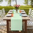 thumbnail image 4 of Green Grid 70 Inch Table Runner, Checkered Plaid Gingham Lattice Trellis Print Farmhouse Dresser Scarf Cotton & Linen Tablerunner for Dining/Kitchen Island/Holiday Party Décor 13" x 70", 4 of 9