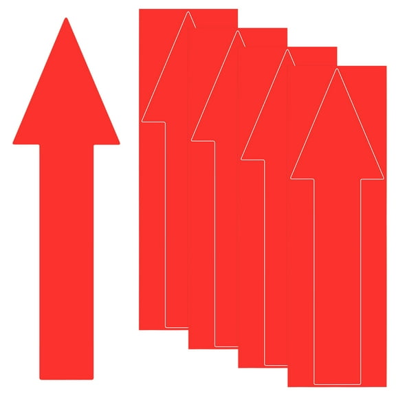 Uxcell 4-Pack 12 x 4 in Waterproof Adhesive Arrow Stickers for Wall Marking/Road Sign [Red]