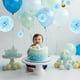 thumbnail image 5 of Cateissary Juego de 1 Uds. De papel azul de 7,8 pulgadas, pañuelos colgantes, flores, papel con pompón para fiesta de cumpleaños, decoraciones Kits de decoración para fiestas Azul 12 pulgadas, 5 of 6