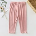 thumbnail image 2 of LLYWEY Girls Cargo Pants - Big Kids Casual High Waisted Button Long Pants - Teen Girls Solid Elastic Waist Pull On Straight Leg Loose Pants Trousers with Pockets Pinks 8T, 2 of 5