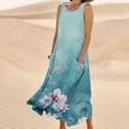 thumbnail image 2 of Birdeem Robe d'Été Aguichant pour Femmes Robe Longue Imprimée Sans Manches et en Lin Col Rond Robe d'Été Longue pour Femmes, 2 of 5