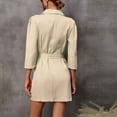 thumbnail image 4 of Lovskoo Women's Work Dresses Business Long Sleeve Belted Double Breasted Blazer Dress Khaki, 4 of 6