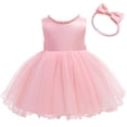 thumbnail image 3 of Vestido NSSMWTTC para bebé niña, sin espalda, perlas, lazo rosa 80, 3 of 7