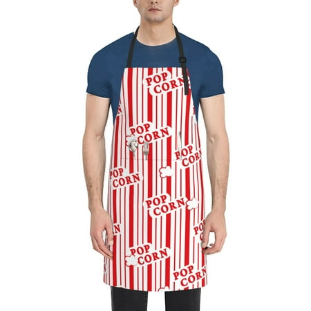 

Ocsxa Popcorn 1 Apron With Pockets Kitchen Bib Waterproof Resistant Women Men Unisex Adjustable