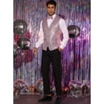 thumbnail image 4 of Unique Bargains Men's Sequin Waistcoat Sleeveless Dress Suit Vest with Bow Tie M Pink, 4 of 6