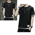 thumbnail image 6 of Elastic, Comfortable, Short Sleeves for Daily Wear - Black XXL Breathable Men's Crew Neck T-Shirt Sarapandan, 6 of 8