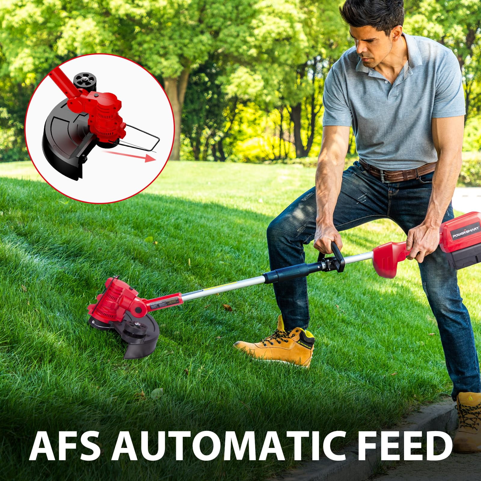 PowerSmart 40V 4.0Ah Lithium-Ion Cordless String Trimmer/Edger and Blower Combo Kit(2 Tools),7lb