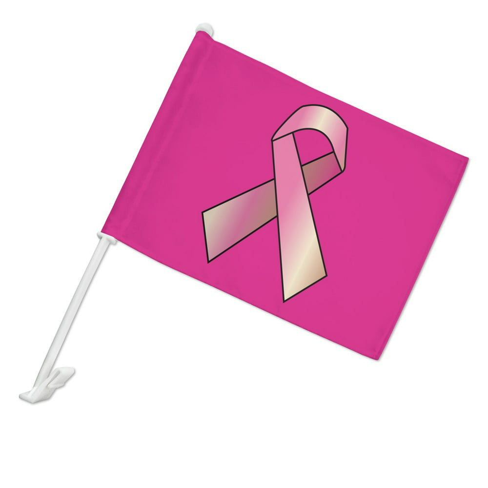 Breast Cancer Awareness Pink Support Ribbon Car Truck Flag with Window ...