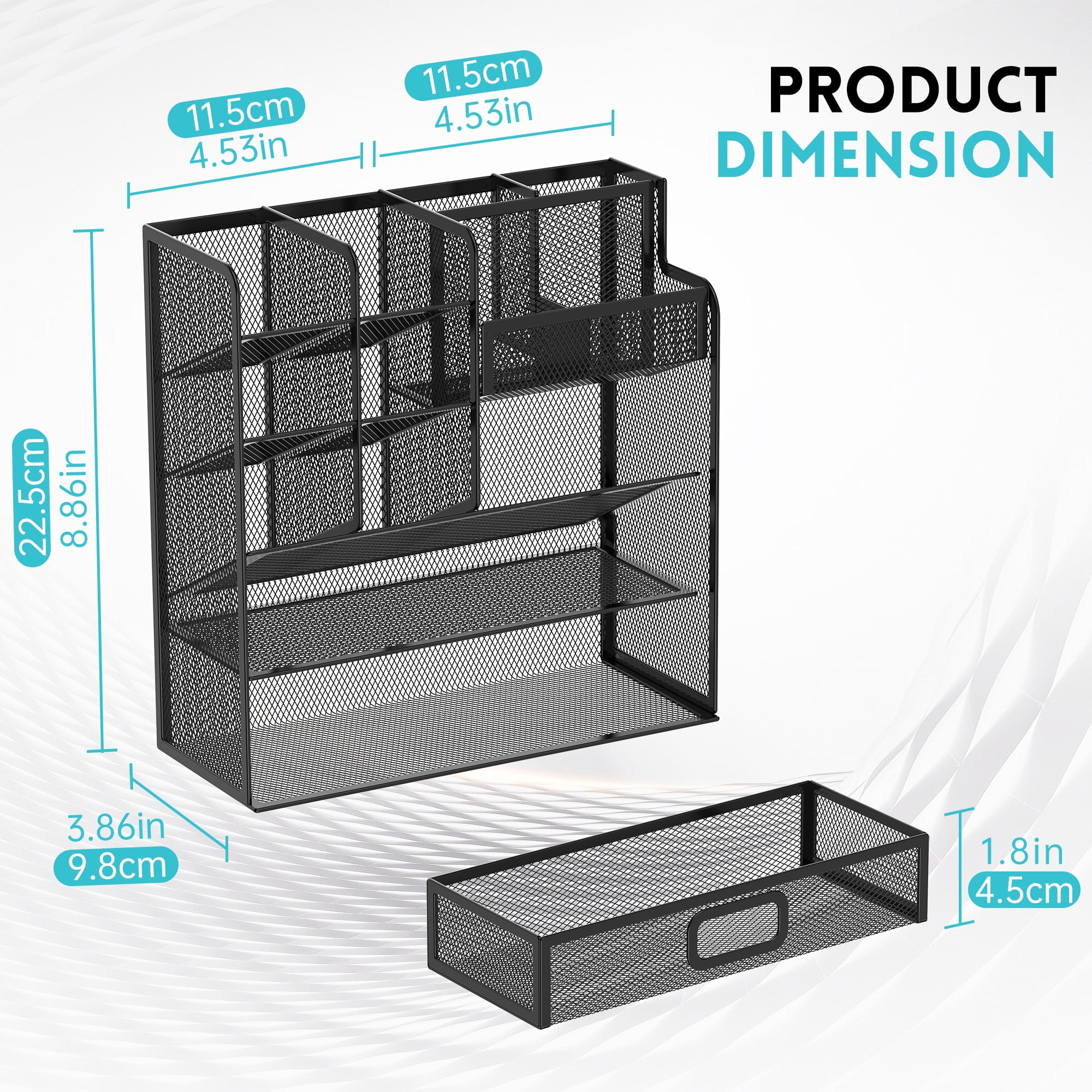 Sharkwoods Desktop Storage Rack, Multifunctional Stationery Storage Box, Office Storage Supplies, Separated Storage, Desk Organizers and Accessories for Office