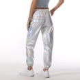 thumbnail image 6 of LEBONYARD Plus Size Overalls for Women Clearance,Fashion Women Solid High Waist Elastic Waist Long Pant Pockets Loose Leisurely Pants Silver XL, 6 of 9
