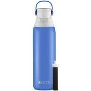 Brita Premium Stainless Steel Leak Proof Filtered Water Bottle, Ocean, 20 oz
