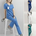 thumbnail image 2 of Ensemble de Blouses pour Femmes Col en V Manches Courtes Uniforme avec Poches C, 2 of 5