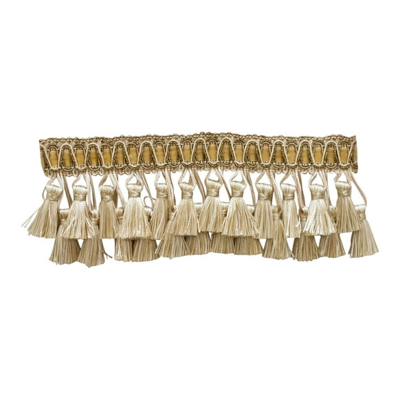 3" (7.5cm) Noblesse Collection Elaborate Two Tier Tassel Fringe Trim # TFH3D,, White Sands #4001 (White Ivory, Cream Ivory, Light Beige) Sold By The Yard (36"/3 ft/0.9m)