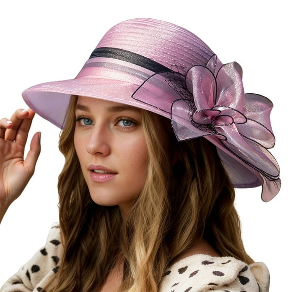 TYGHBN Women's Hat Bridal Wedding Tea Party Wide Brimmed Summer Sun Hat Ladies Outdoor Elegant Temperament Sun Hat Hair Girls Barrette Hat Artist Mens French Wool Hat Hats Women Leather Mime Hat And