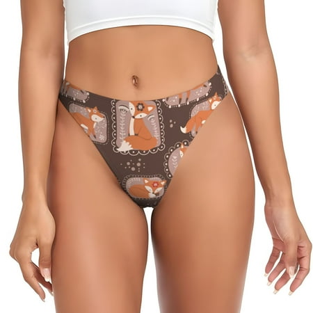 Rateoe Beautiful Fox Pattern Seamless Women Underwear Thongs No Show Ladies Thong No Line Breathable Comfortable Panties Undies for Women-X-Large