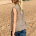 thumbnail image 4 of Royisotas Summer Women Tank Tops Khaki Sleeveless Casual Camisoles for Women Plus Cotton Linen Crew Neck Loose Solid Color Womens Cami Tops Plus Size, 4 of 5