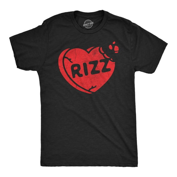 Mens Funny T Shirts Rizz Candy Heart Valentines Day Novelty Tee for Men Graphic Tees