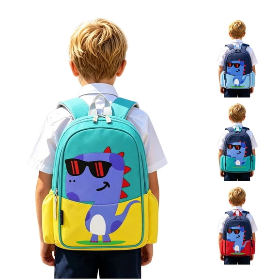 CUZIBR Boys Kids Backpack For Toddlers Cool Dinosaur Print Mesh Side Water Bottle Pockets Lightweight Preschoolers Casual Daypack Primary School Bookbag