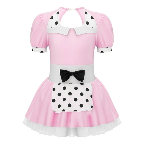 iEFiEL Kids Girls Polka Dots Bowknot Tutu Mesh Dance Dress Princess Birthday Party Outfit