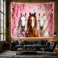 thumbnail image 6 of Three Horses in Pink Cherry Blossoms, Dreamy Japanese Inspired for Horse Lovers, Wildlife Art Wall Decor, Housewarming Gift, Tapestry Wall Hanging for Bedroom and Living Room, 6 of 7