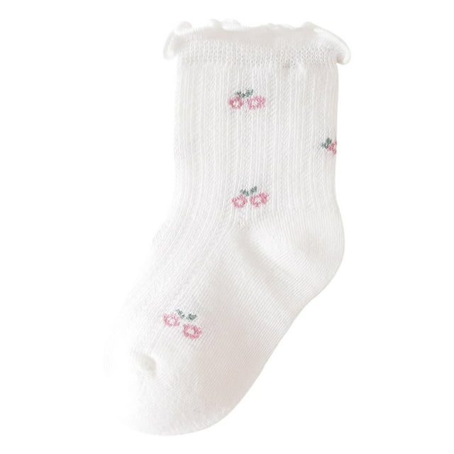 Chaussettes Filles Enfants Roses Chaussettes Athlétiques avec Volants pour Enfants Blanc 3-5 Ans
