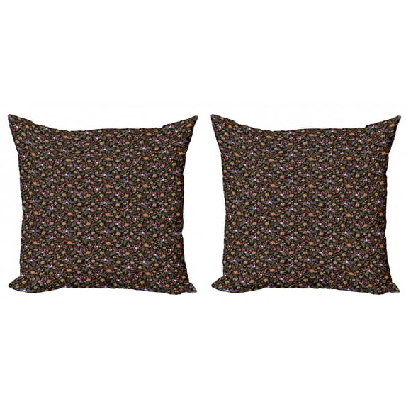 Ambesonne Ethnic Throw Pillow Cover 2 Pack, Abstract Flowers and Phoenix, 16", Multicolor