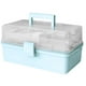 thumbnail image 1 of Caja de almacenamiento de píldoras Estuche de cosméticos para el hogar de gran capacidad de 3 capas Organizador de artículos diversos de plástico, estilo ordinario, azul claro Advancent HA004344-07B, 1 of 7