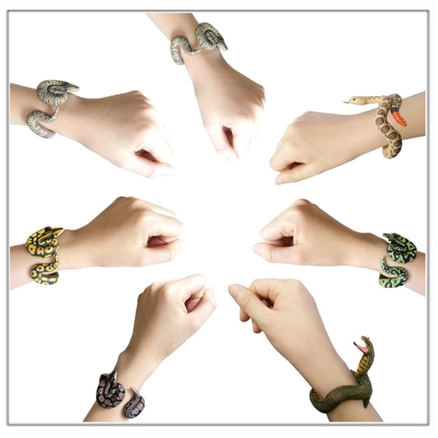 Pulsera de serpiente de juguete de PVC para fiesta de Halloween, pulsera de serpiente realista, pulsera de serpiente simulada, juguetes traviesos y aterradores