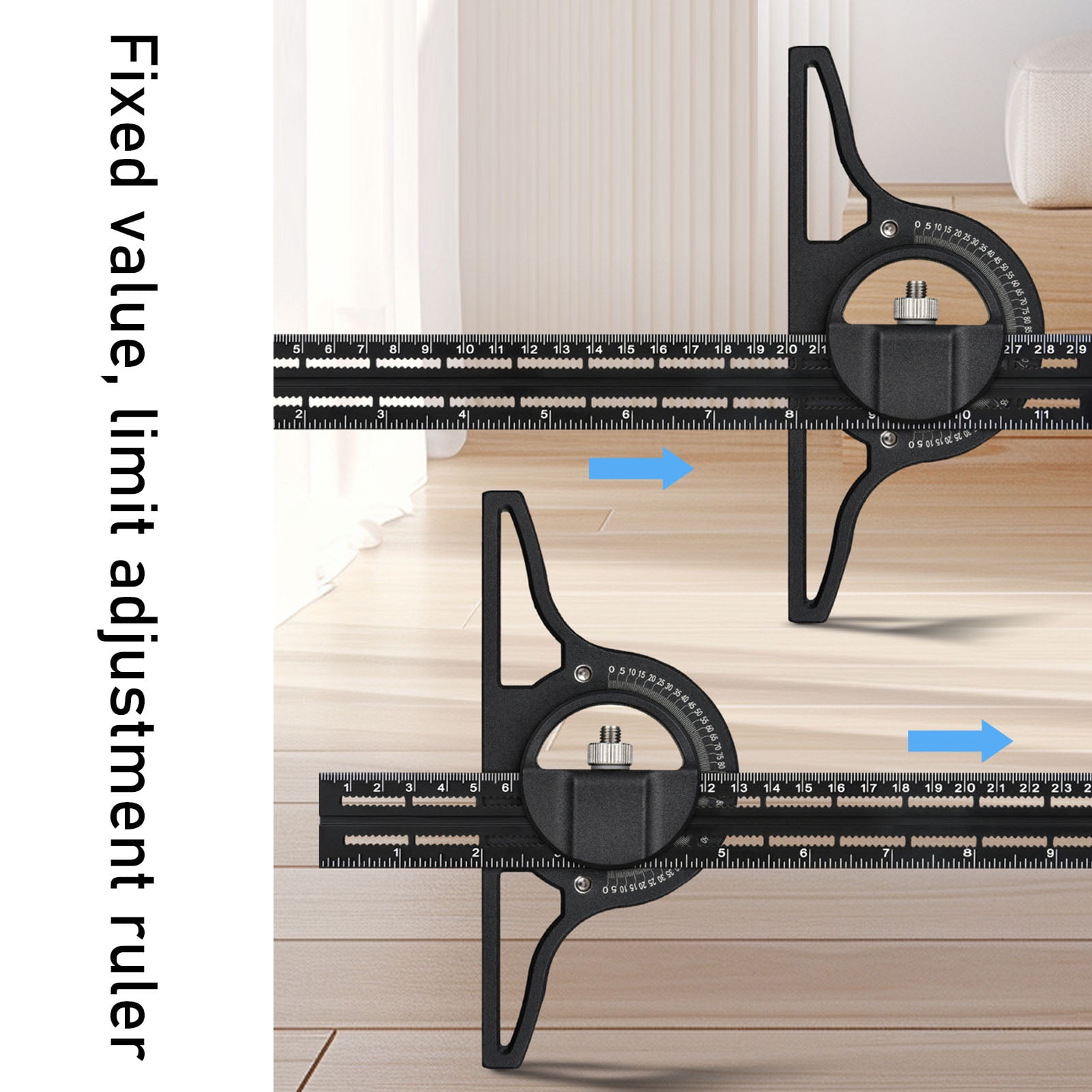 Nieyigj Combination Angle Ruler Multi Function Movable Woodworking Horizontal Universal Vernier Bevel Protractor 12 inches / 300mm Black