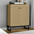 thumbnail image 6 of Rattan Accent Cabinet with 2 Doors, Storage Sideboard for Living Room, Kitchen Buffet Table in Natural Finish, 6 of 10