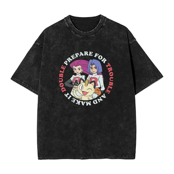 Team Rocket Men's Cotton Summer T-Shirts Vintage Tee Loose Fit Short Sleeve Casual Tshirts for Men Women