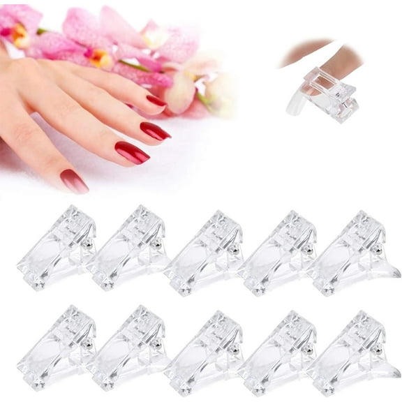 Pack of 10 Transparent Nail Clips Nail Art Tool, Clear Gel, Quick Building Fingernail DIY Manicure Clip Plastic Clip for Nail Extension