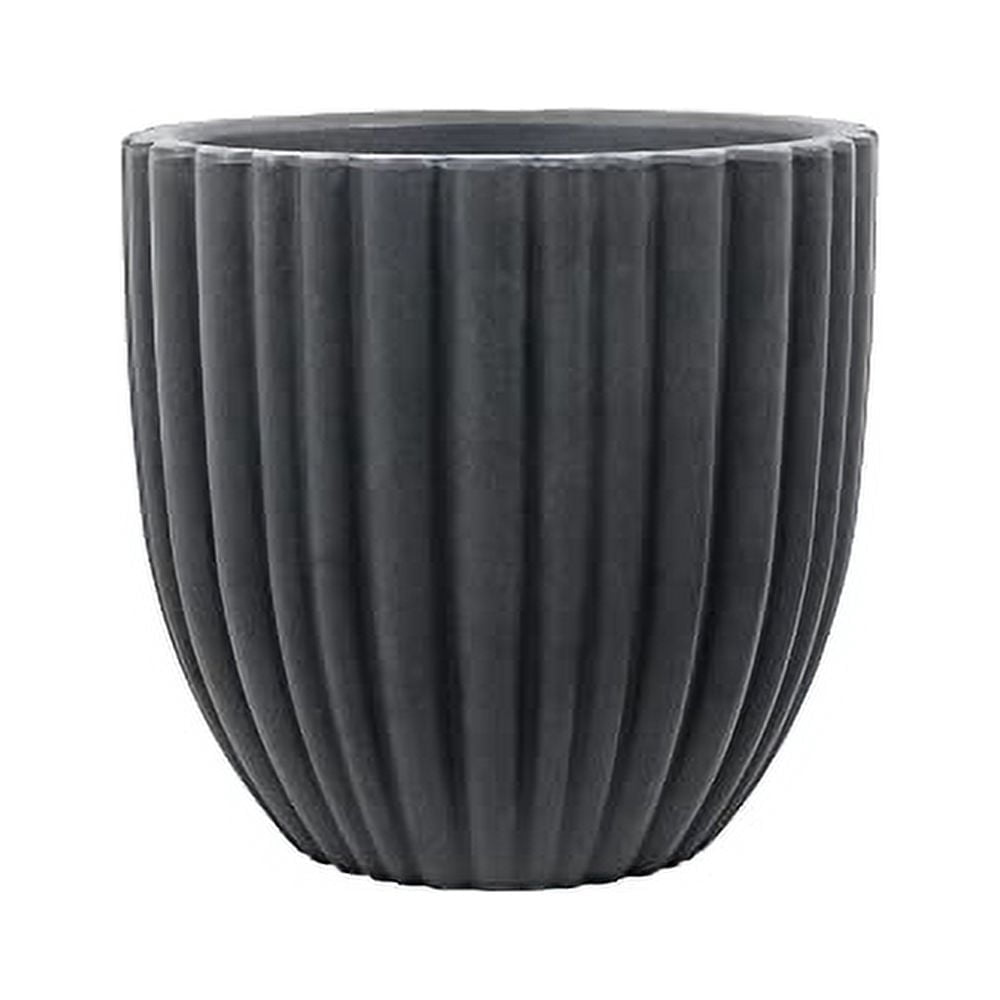 Ecobo 15.7" Tall, Eco-Friendly Round Planter Indoor/Outdoor use, Durable, Versatile & Lightweight, Designed by Brazilian Artisans, Contemporary All-Weather Design –Dark Gray