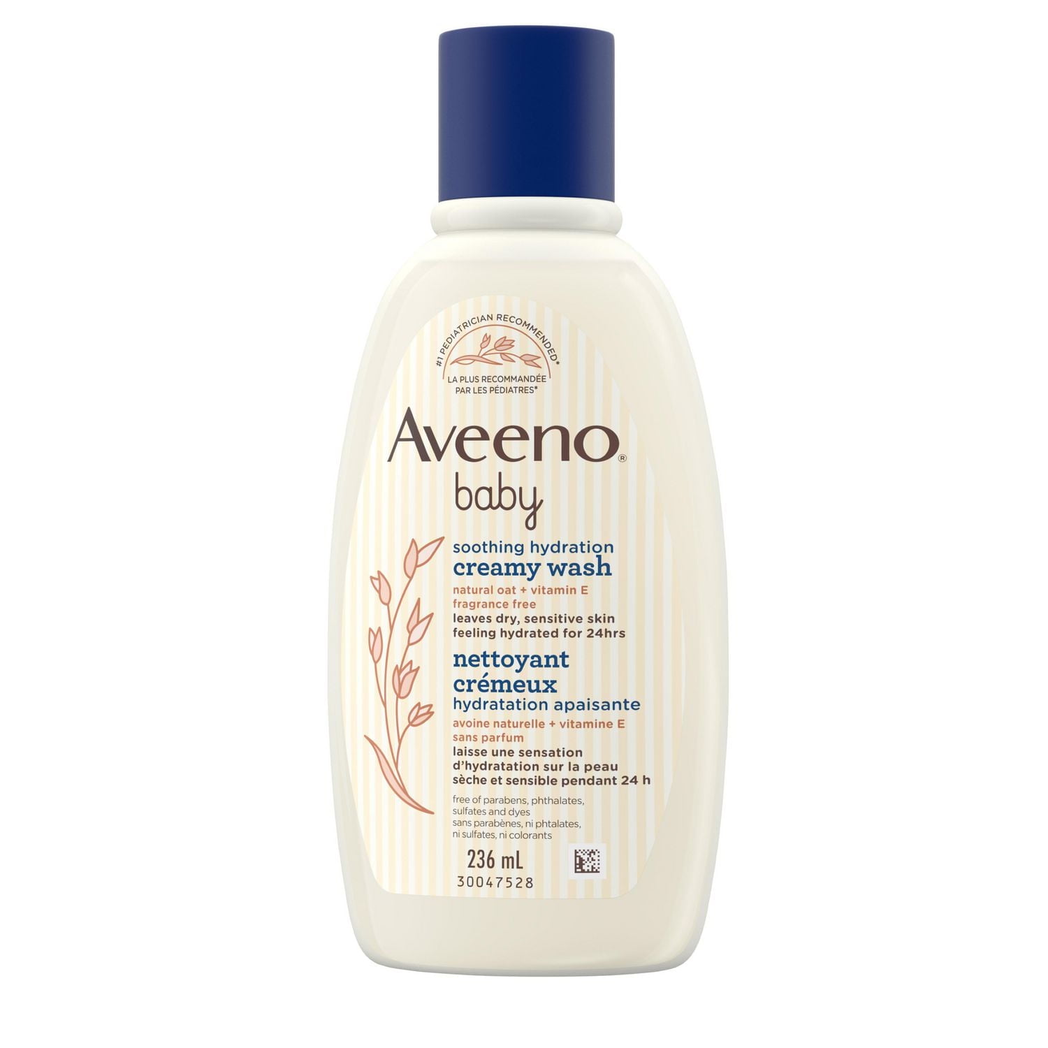 Aveeno Baby Soothing Hydration Creamy Wash for Dry Sensitive Skin - Natural oat + vitamin E - Fragrance-Free, 236 mL