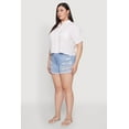 thumbnail image 4 of Womens Plus Size Chic Boxy Button Front Short Sleeve Shirt, 4 of 5