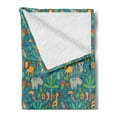 thumbnail image 2 of Jungle Soft Flannel Fleece Throw Blanket, Animals Hippo Parrot Koala and Deer Safari Theme Tropical Plants and Flowers, Cozy Plush for Indoor and Outdoor Use, 60" x 80", Multicolor, by Ambesonne, 2 of 5