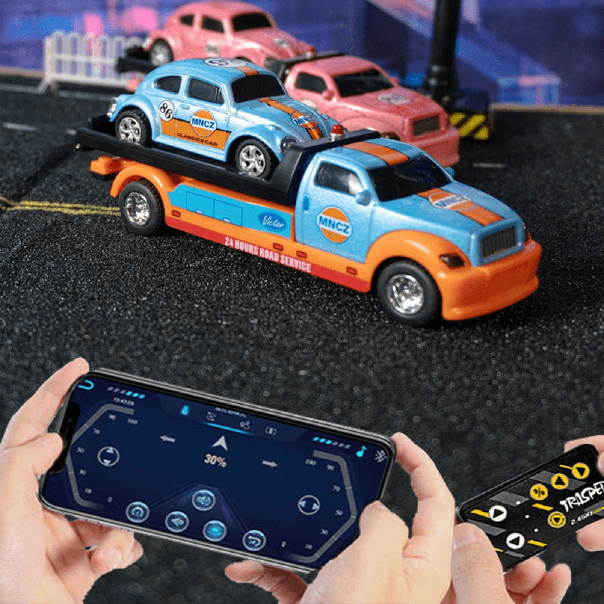 RC Truck with Mini Race Car for Kids, 2.4G Remote Control Car with Lights for Boys Girls Christmas Birthday Gifts