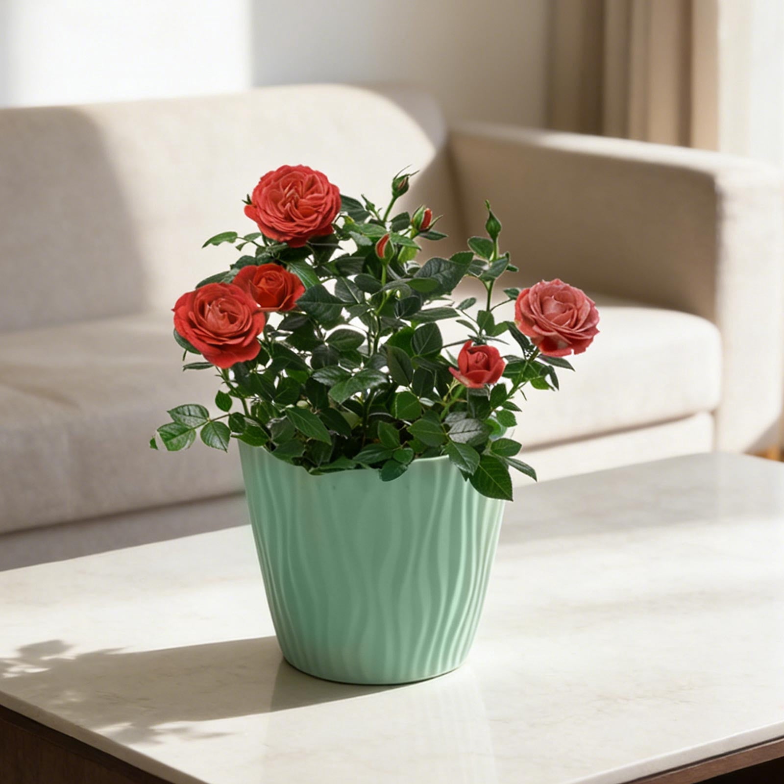 Large Ribbed Circular Flower Pot, Modern Planter for Home Gardening and Balcony s, Textured Indoor and Outdoor Plant Container, Stylish Home Decor Accent