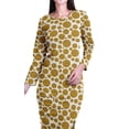thumbnail image 6 of Moomaya Printed Full Sleeve Bodycon Dress for Women Scoop Neck Side Slit Casual Clothing, 6 of 8