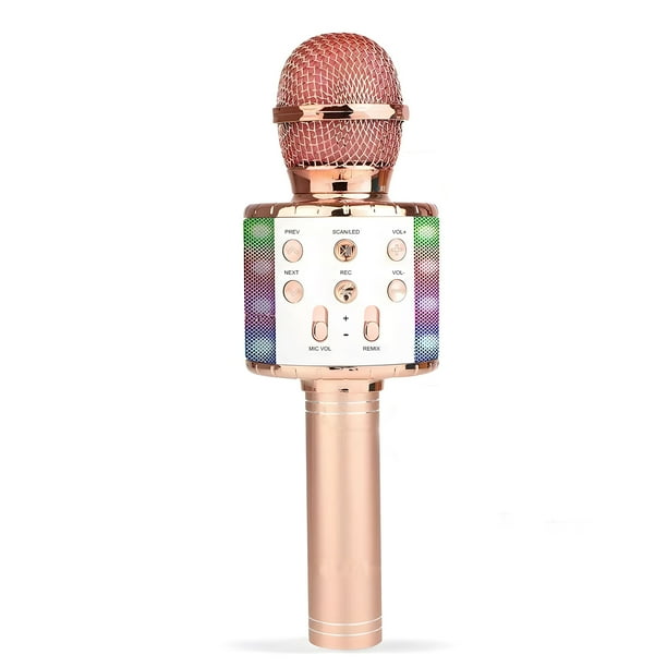 Cateissary Altavoz Bluetooth inalámbrico Micrófono para el hogar Luz LED con flash Micrófono de mano Teléfono y Comunicación