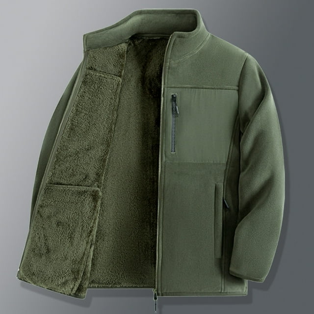 Leodye Veste Sans Manches en Molleton Décontractée et Tendance pour Homme à Manches Longues, Col Montant, avec Poche, Veste Décontractée Vert Armée G(L)