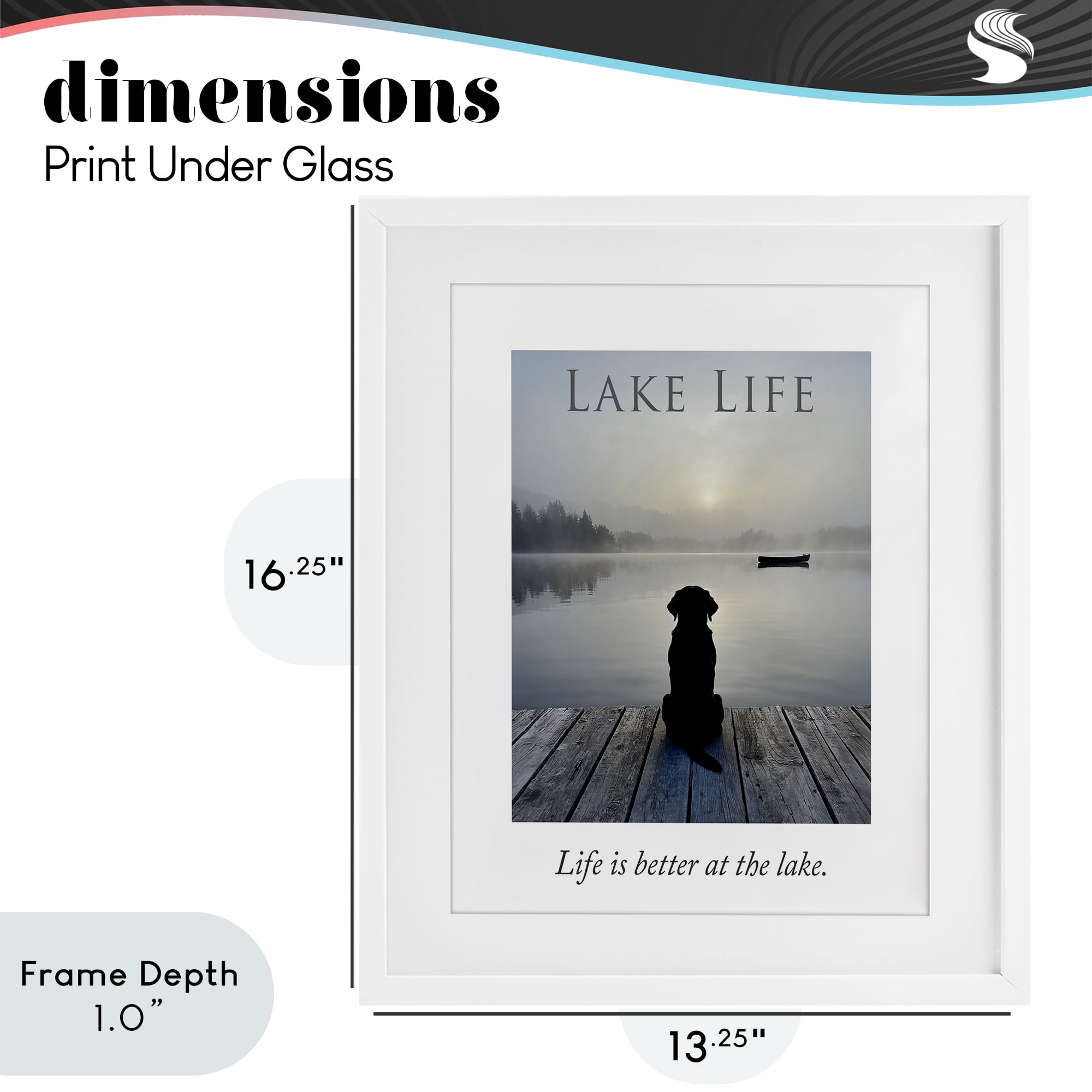 Stupell Industries Lake Life with Dog White Framed Print Under Glass, design by A Barefoot Stylist