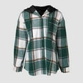 thumbnail image 6 of JUSLIO Button-Up Women Tops Plaid Fleece Hoodies with Pockets Long sleeve Hoodies Green XL, 6 of 6