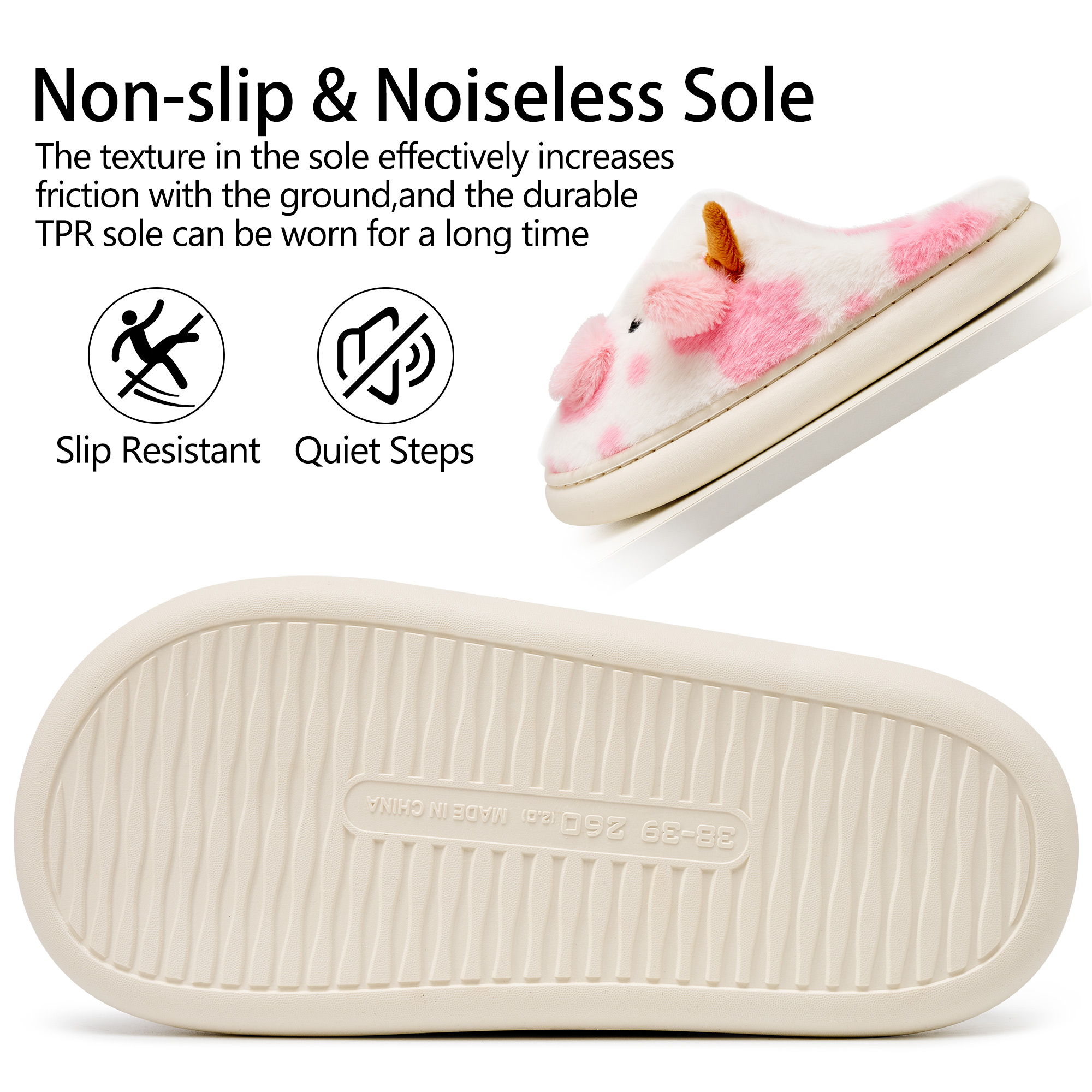 Ecetana Women's Fuzzy Cow House Slippers photo 4