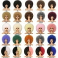 thumbnail image 2 of Zhuge Peluca afro suave de los años 70 para mujeres Pelucas de cabello afro rizado con flequillo Peluca afro de cabello sintético Peluca afro para uso diario en fiestas, negra y roja, 2 of 2
