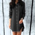 thumbnail image 2 of Camisa vaquera con flecos a la moda para mujer, chaqueta vaquera de manga larga con solapa de un solo pecho Pompotops  qwe17271, 2 of 7